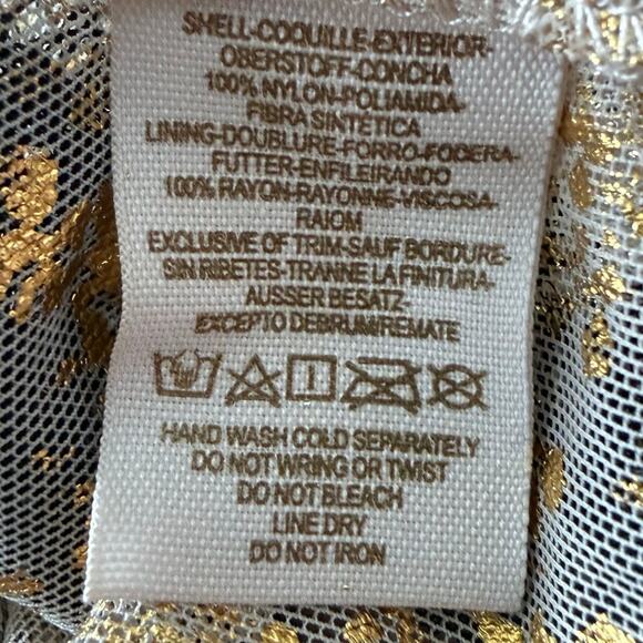 Free People V-Neck Sleeveless Sheer Metallic Dress Lace Size Small Gold Fairy - Picture 8 of 11